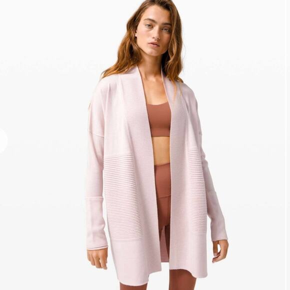 Lululemon | Women’s Sit In Lotus Wrap II Feather Pink Ribbed Split Back Sweater - Picture 1 of 7